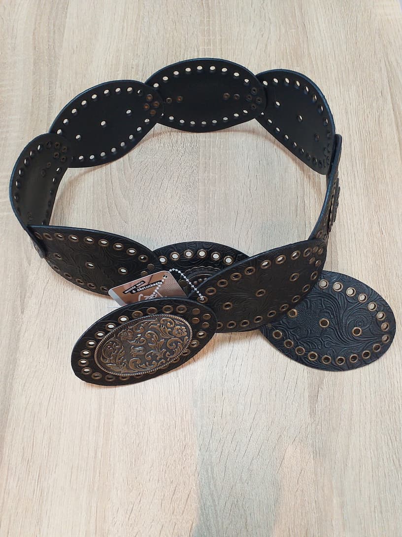 Ceinture Bohème Noire Vintage 113cm - Accessoire Large Femme