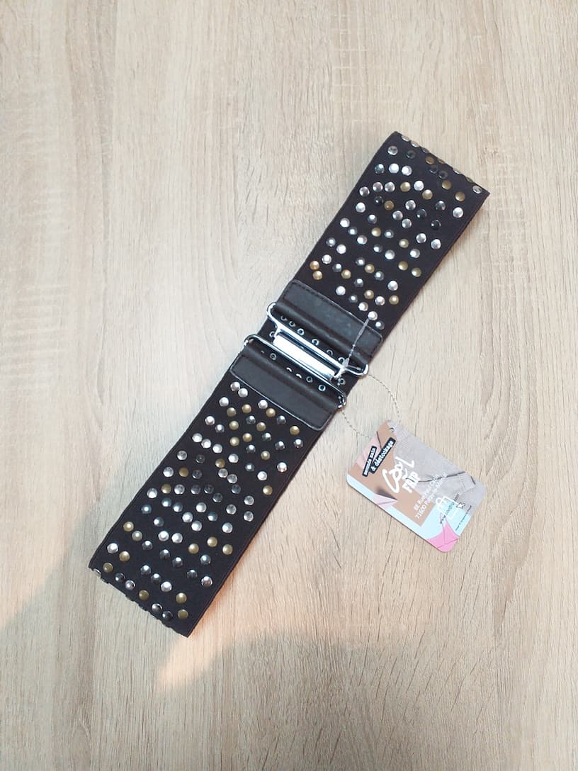 Ceinture Élastique Marron Jennyfer - Vintage 90s Clous - Accessoire Streetwear