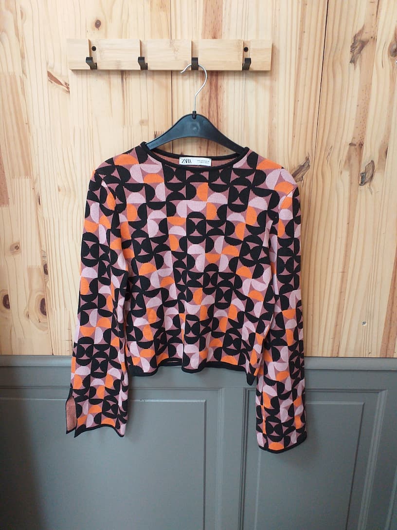 Pull Multicolore Zara - Polyester Viscose Vintage - Basique Streetwear Polyvalent