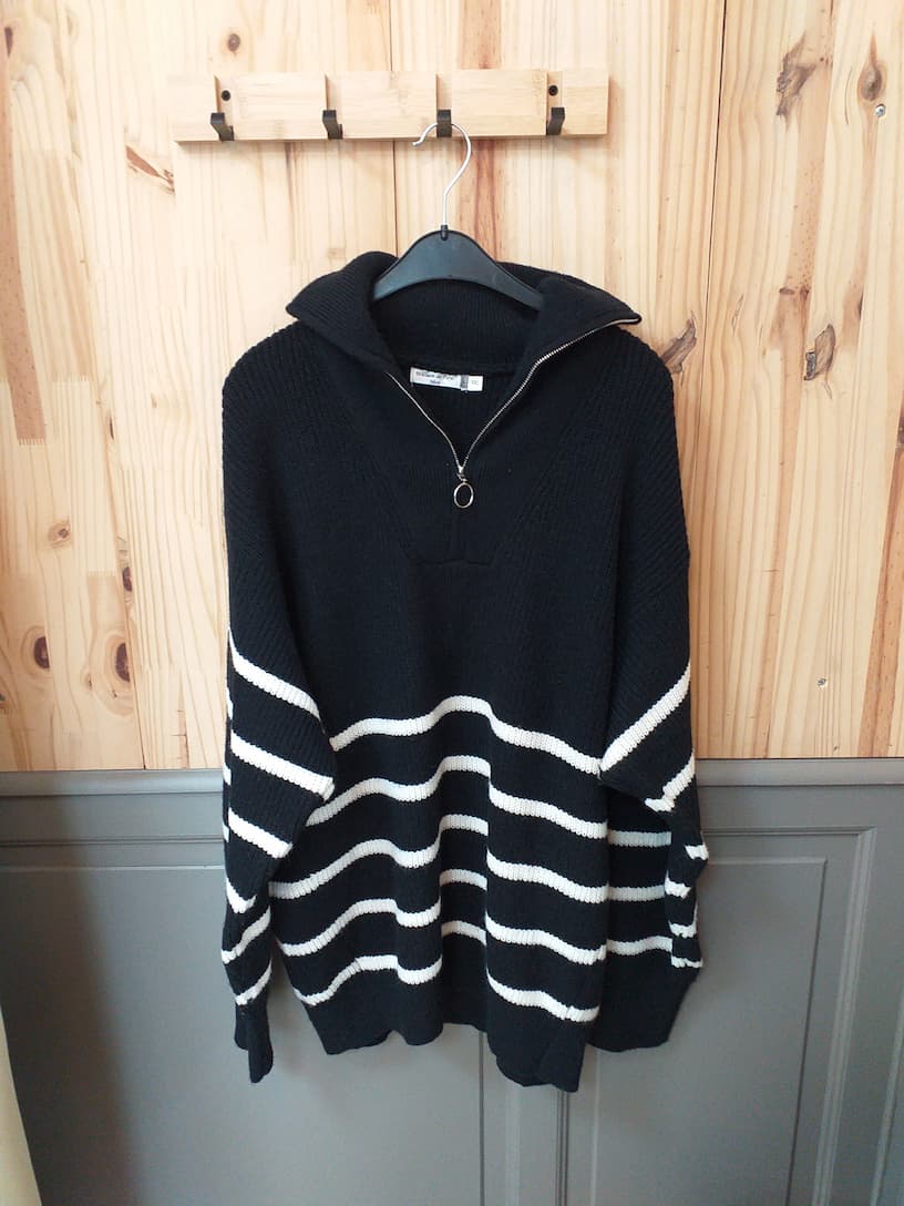 Pull Noir Blanc William de Faye XXL - Cachemire Vintage Homme - Maille Premium