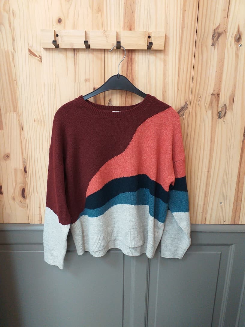 Pull Multicolore Gémo L - Tricot Vintage Rétro - Basique Streetwear Confortable
