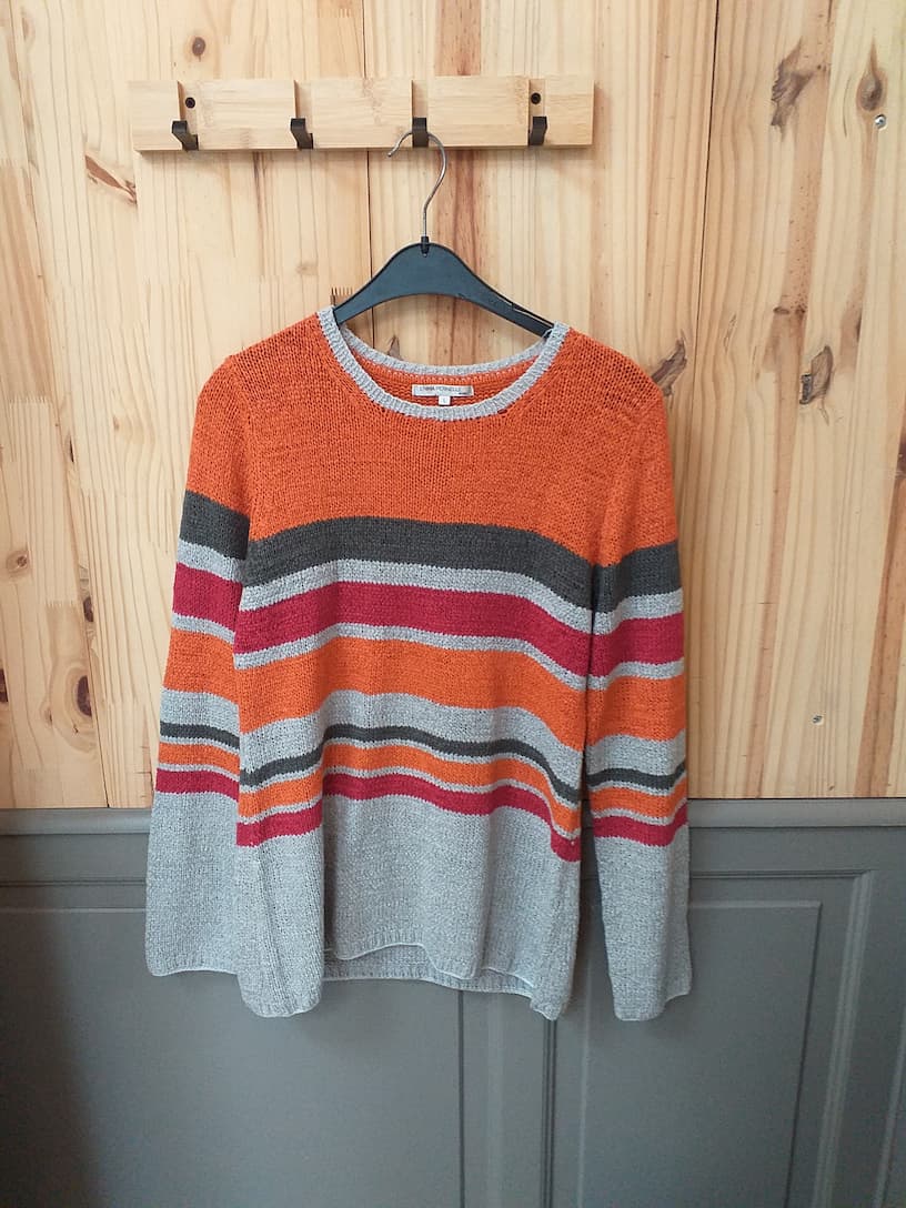 Pull Multicolore Emma Pernelle L - Tricot Acrylique Vintage Femme - Rétro Streetwear