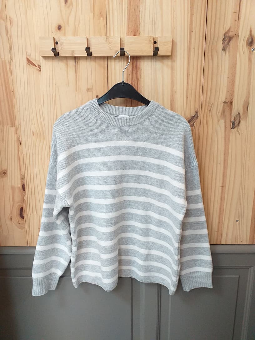 Pull Gris Blanc Pimkie S - Tricot Viscose Polyester - Vintage Basique Français