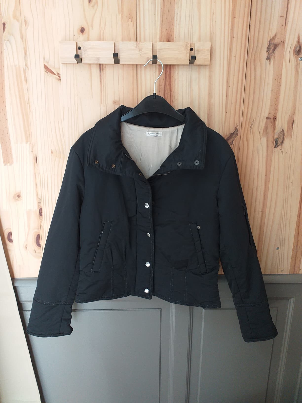 Veste Noire L Coton Polyamide Élasthane Femme - vue devant | Friperie Vintage Seconde Cool Frip