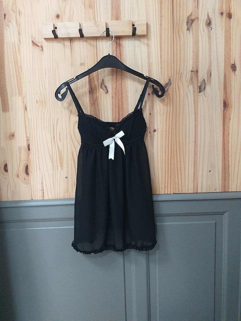 Nuisette Noir Polyester Polyamide Élasthane Femme 36 | Friperie Vintage Seconde Cool Frip