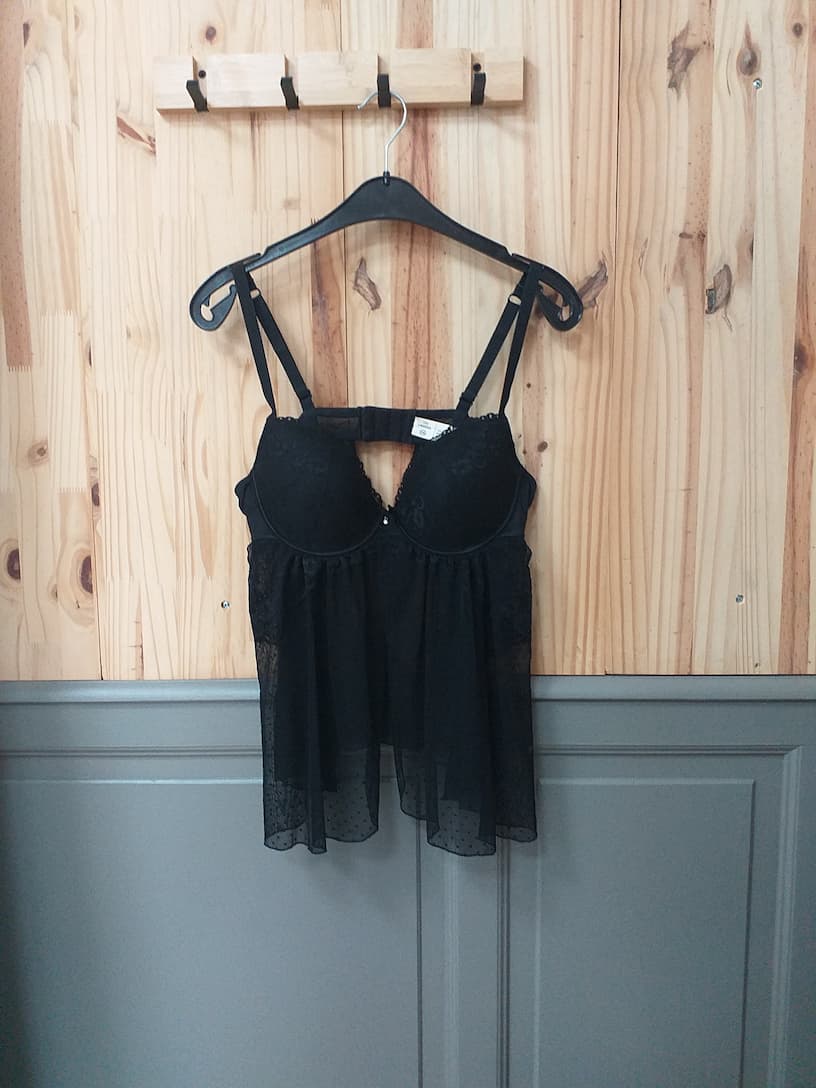 Nuisette Noir Nylon Élasthane Femme 100B | Friperie Vintage Seconde Cool Frip