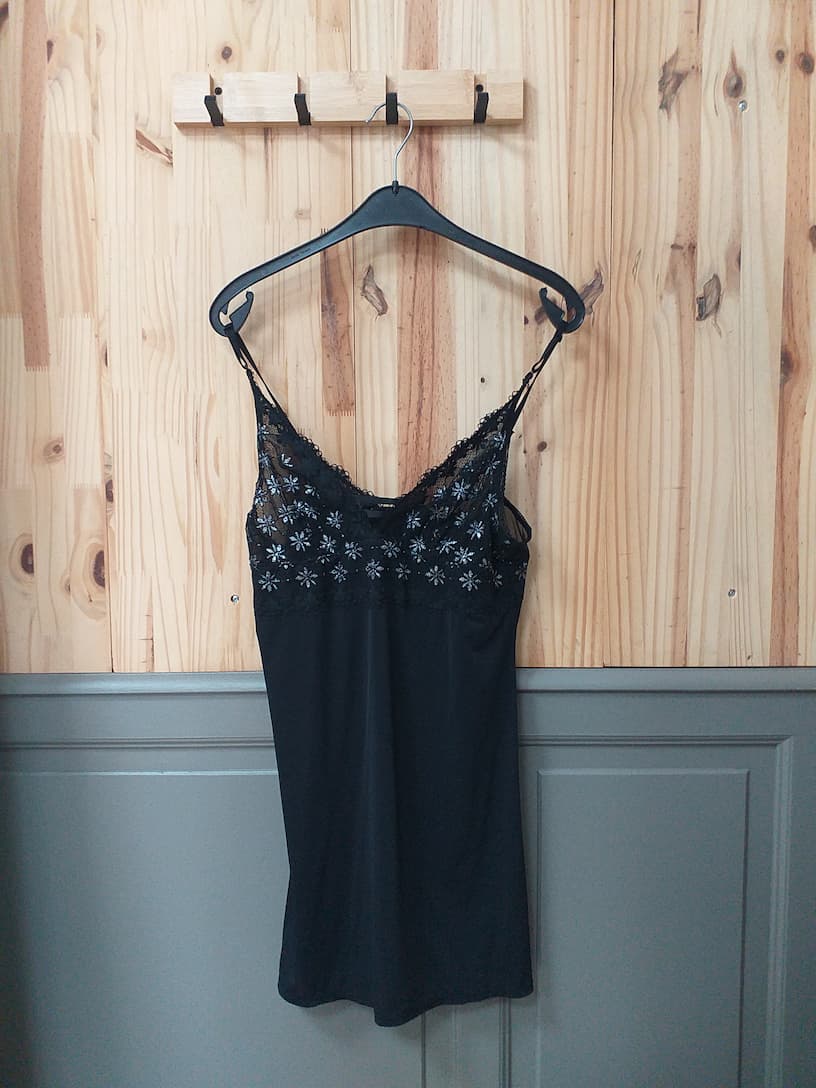 Nuisette Noir Polyamide Élasthane Femme M | Friperie Vintage Seconde Cool Frip