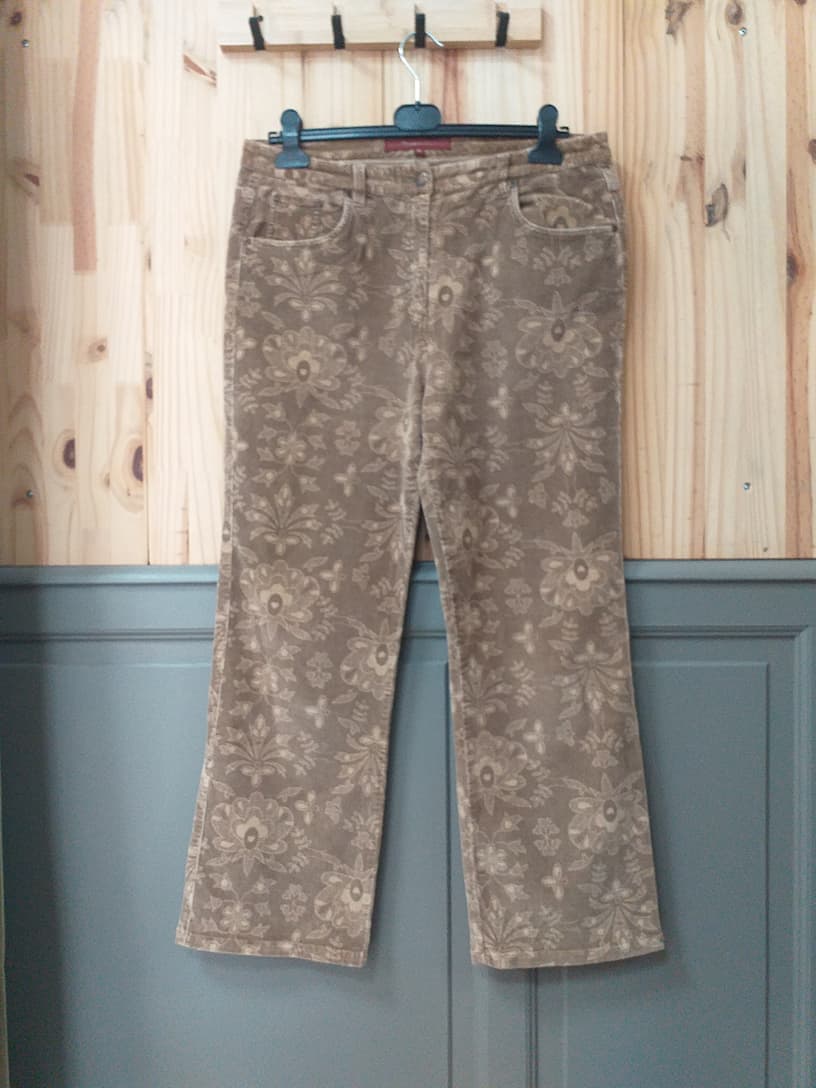 Pantalon Velours Beige XL Coton Élasthanne Scenic | Friperie Vintage Seconde Cool Frip