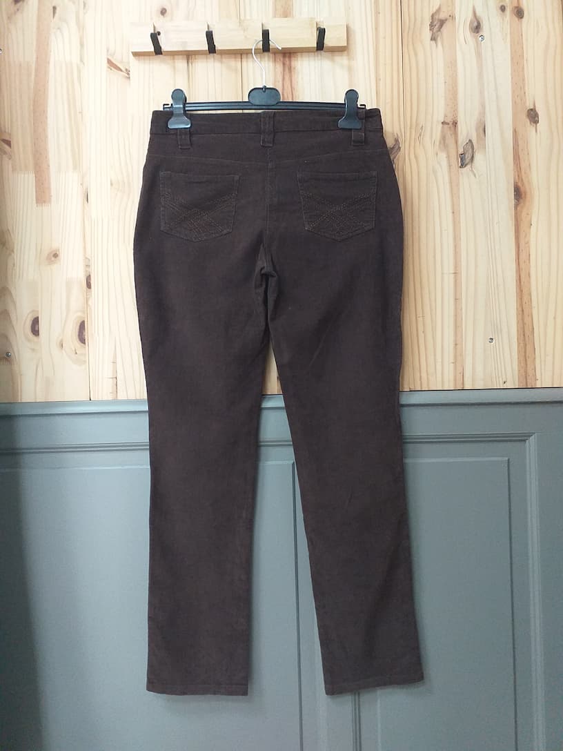 Pantalon Velours Marron Coton-Élasthanne Femme L - vue arrière | Friperie Vintage Seconde Cool Frip