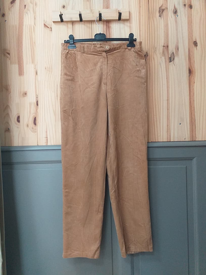 Pantalon Velours Beige Coton Femme L | Friperie Vintage Seconde Cool Frip
