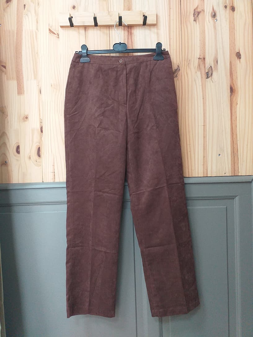 Pantalon Velours Marron Coton Femme L | Friperie Vintage Seconde Cool Frip