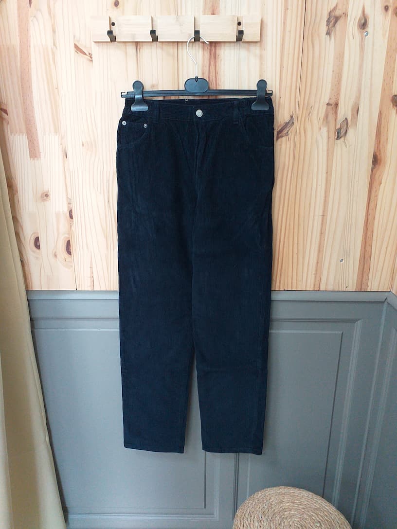 Pantalon Velours Côtelé Bleu Coton Femme S For Sail - vue devant | Friperie Vintage Seconde Cool Frip