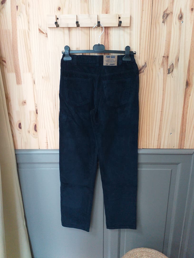 Pantalon Velours Côtelé Bleu Coton Femme S For Sail - vue arrière | Friperie Vintage Seconde Cool Frip