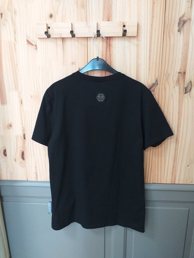 T-shirt Tête de Mort Strass Noir Coton Homme XL Philipp Plein - vue arrière | Friperie Vintage Seconde Cool Frip