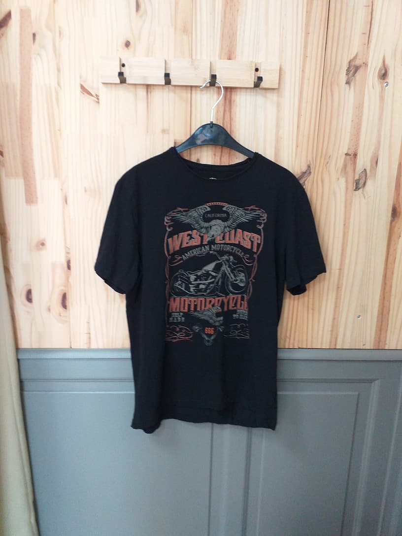 T-shirt Motif Motorcycle Noir Homme L American People | Friperie Vintage Seconde Cool Frip