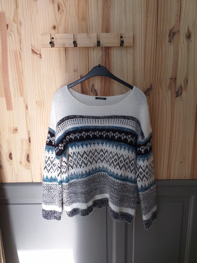 Pull Motif Multicolore Acrylique Nylon Femme M | Friperie Vintage Seconde Cool Frip