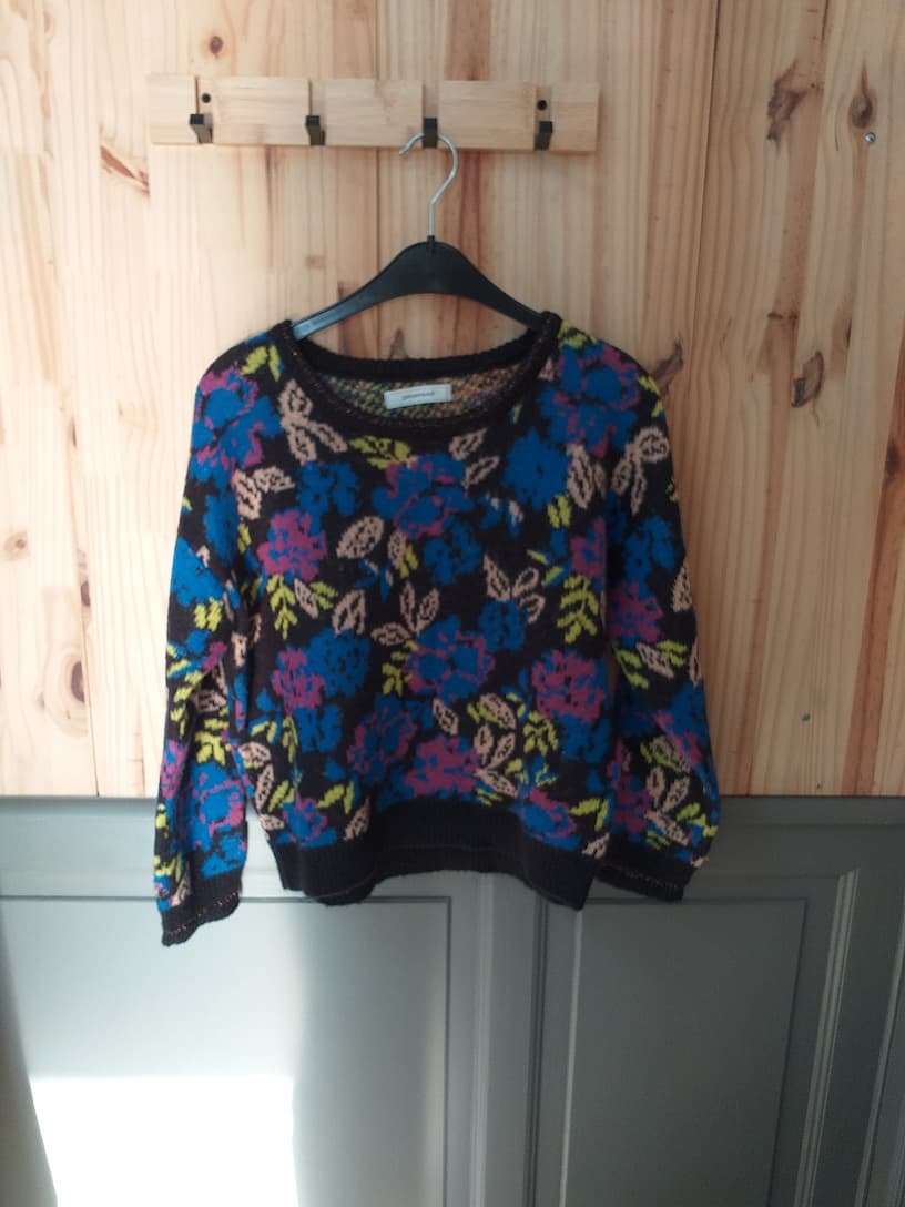 Pull Motif Jacquard Multicolore Acrylique Polyamide Laine Femme S | Friperie Vintage Seconde Cool Frip