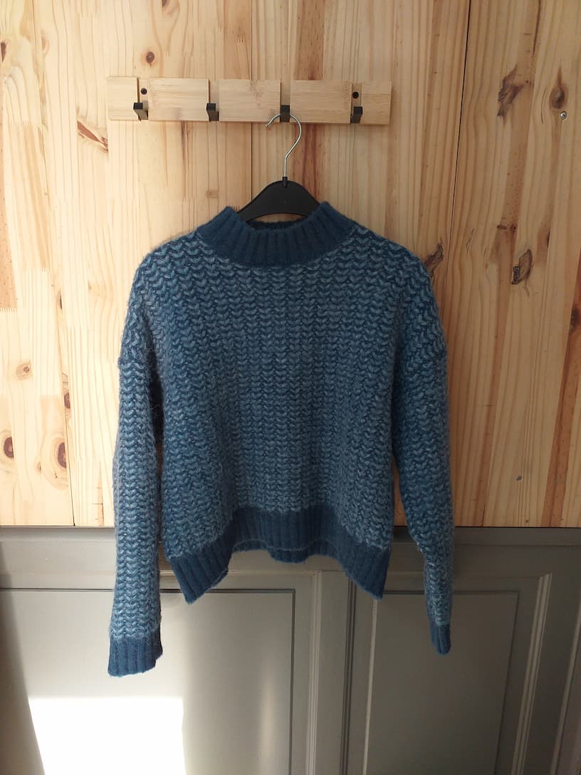 Pull Motif Bleu Acrylique Polyamide Femme M | Friperie Vintage Seconde Cool Frip