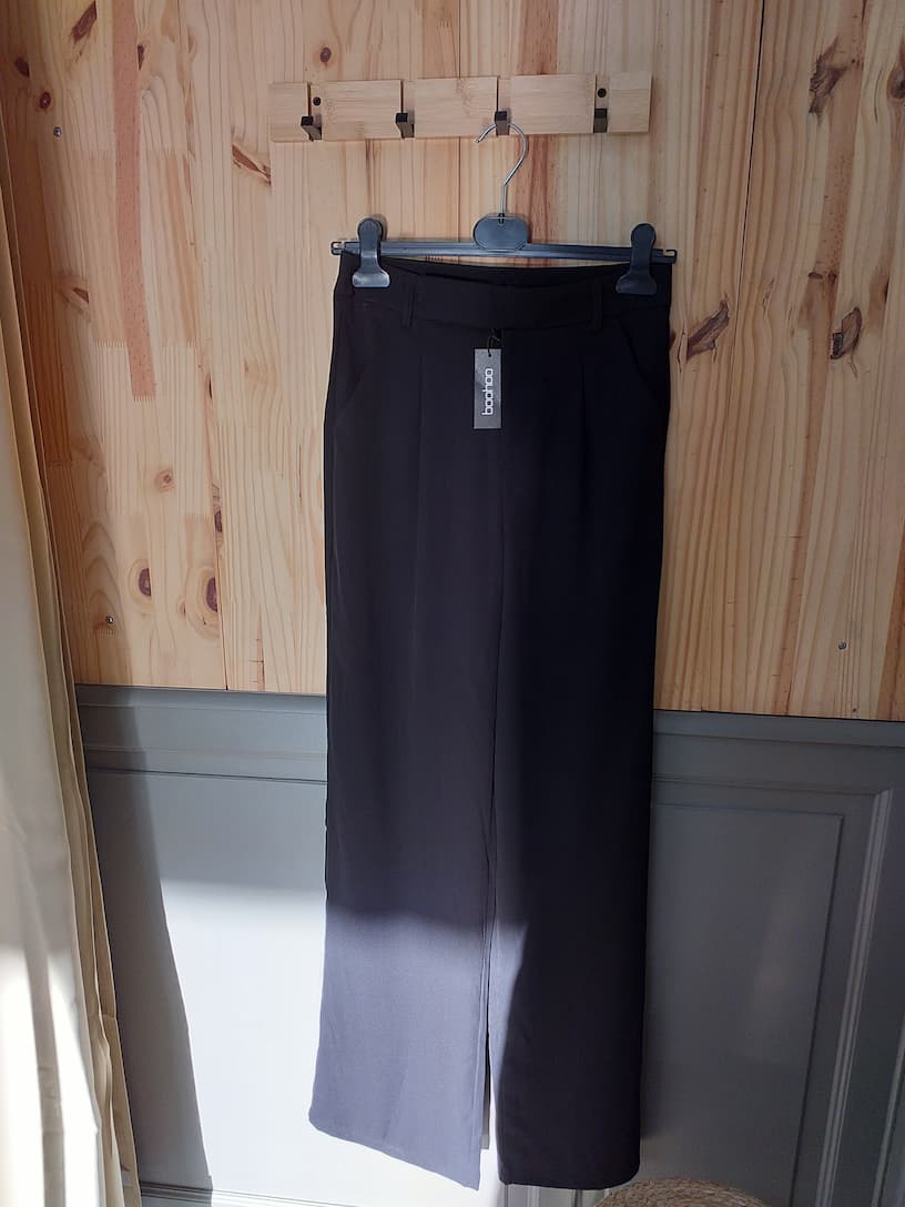 Pantalon Fluide Noir Polyester Viscose Élasthanne Femme S | Friperie Vintage Seconde Cool Frip