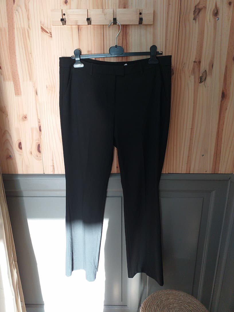 Pantalon Fluide Noir Polyester Viscose Élasthanne Femme XXL | Friperie Vintage Seconde Cool Frip