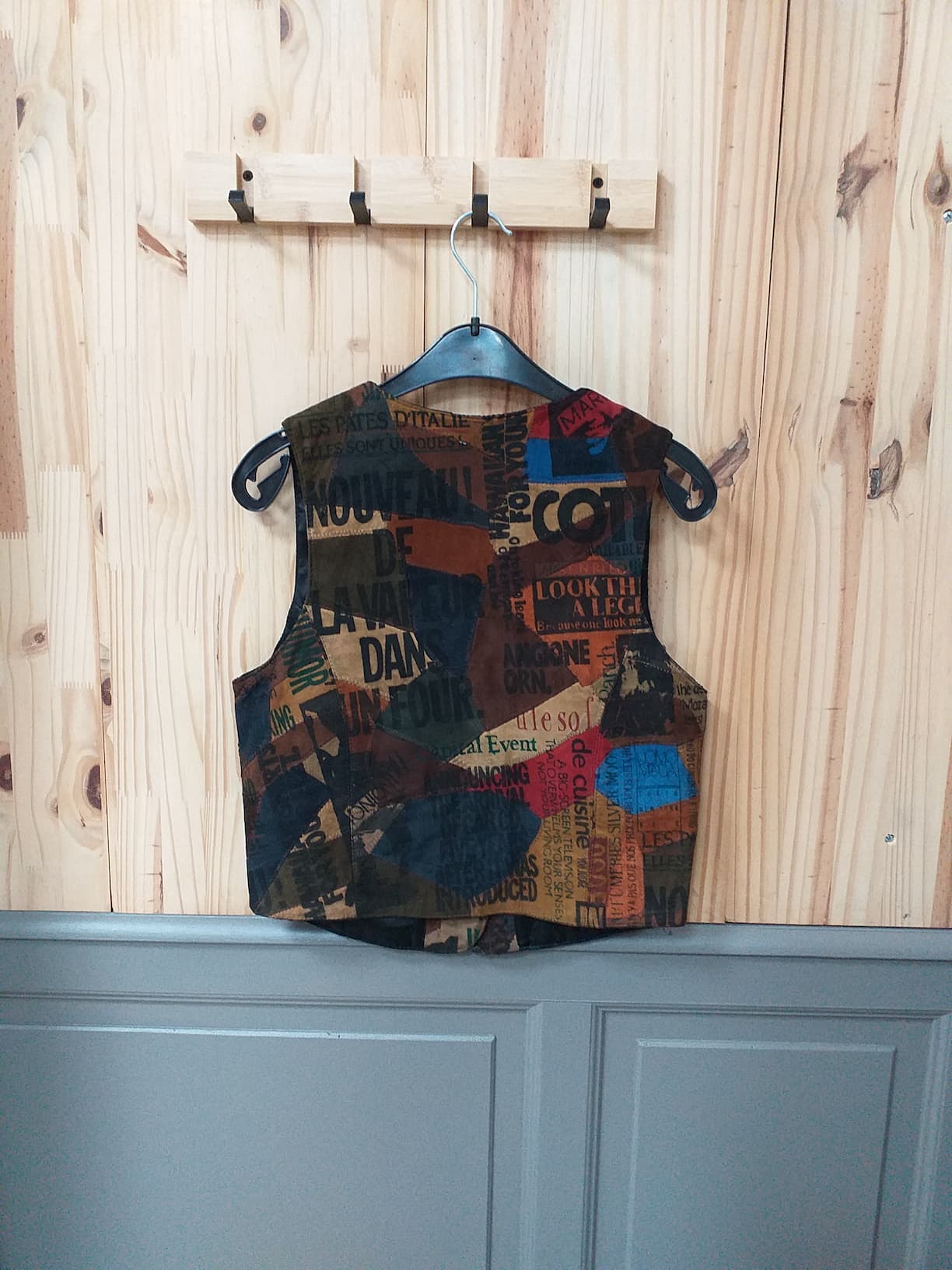 Gilet Cuir de daim Patchwork L Femme - vue arrière | Friperie Vintage Seconde Cool Frip