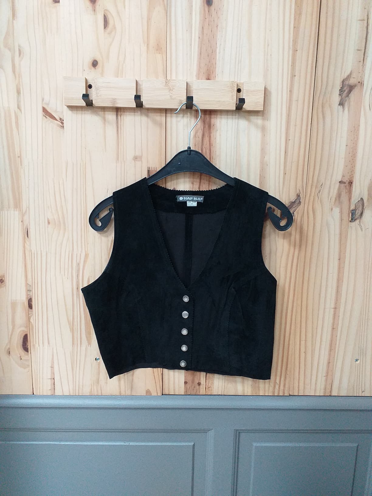 Gilet Cuir de daim Noir S Femme | Friperie Vintage Seconde Cool Frip