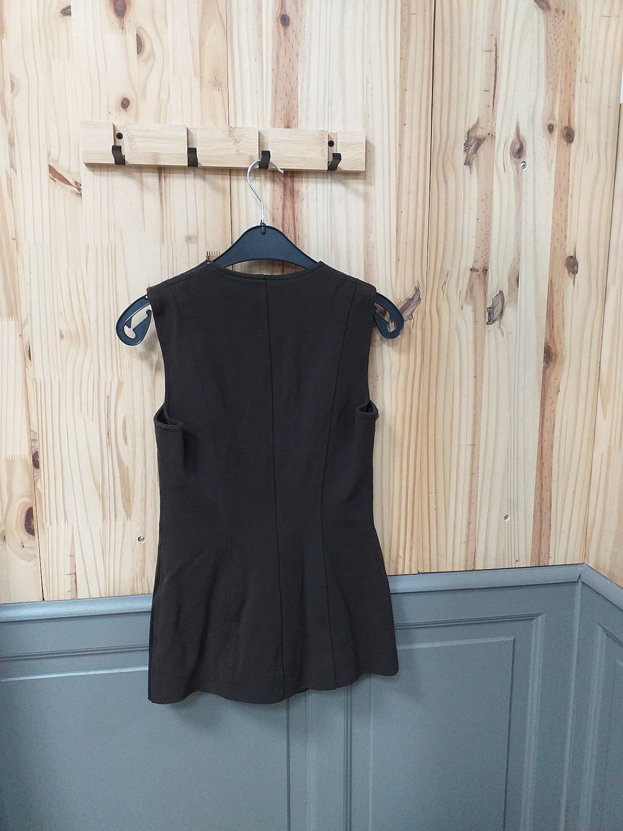 Gilet Cuir Marron Élasthanne S Femme - vue arrière | Friperie Vintage Seconde Cool Frip