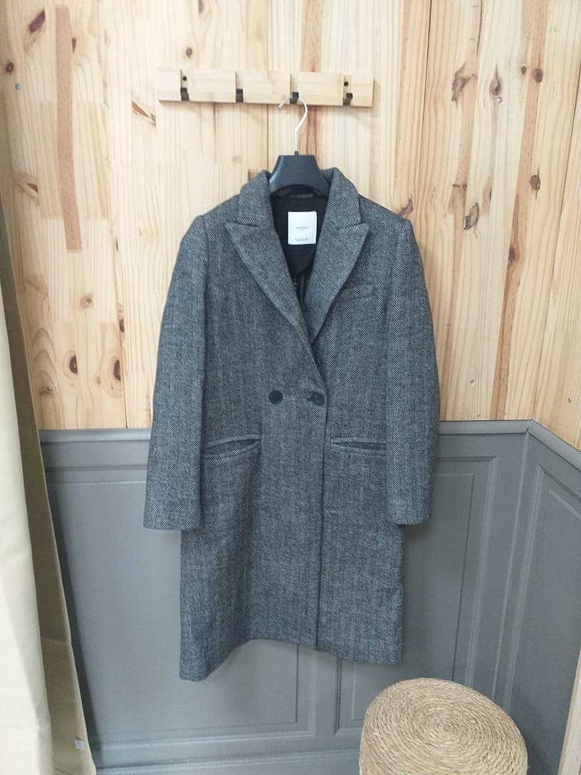 Manteau Laine Gris Laine Coton Polyester Femme M | Friperie Vintage Seconde Cool Frip