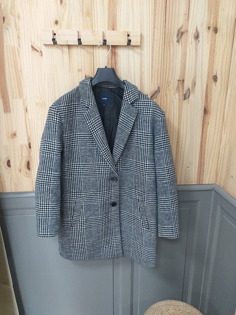 Manteau Laine Gris Laine Coton Polyester Femme M | Friperie Vintage Seconde Cool Frip