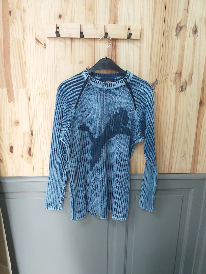 Pull Y2K Bleu Coton Streetwear S/M Stef | Cool Frip