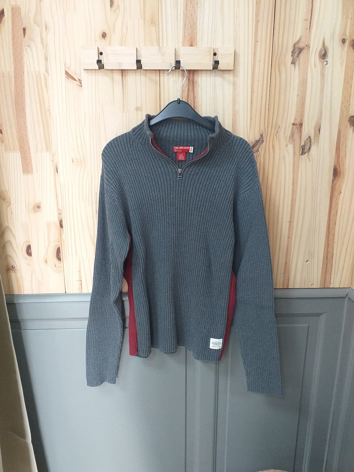 Pull Y2K Gris Coton Col Camionneur L Guess | Cool Frip