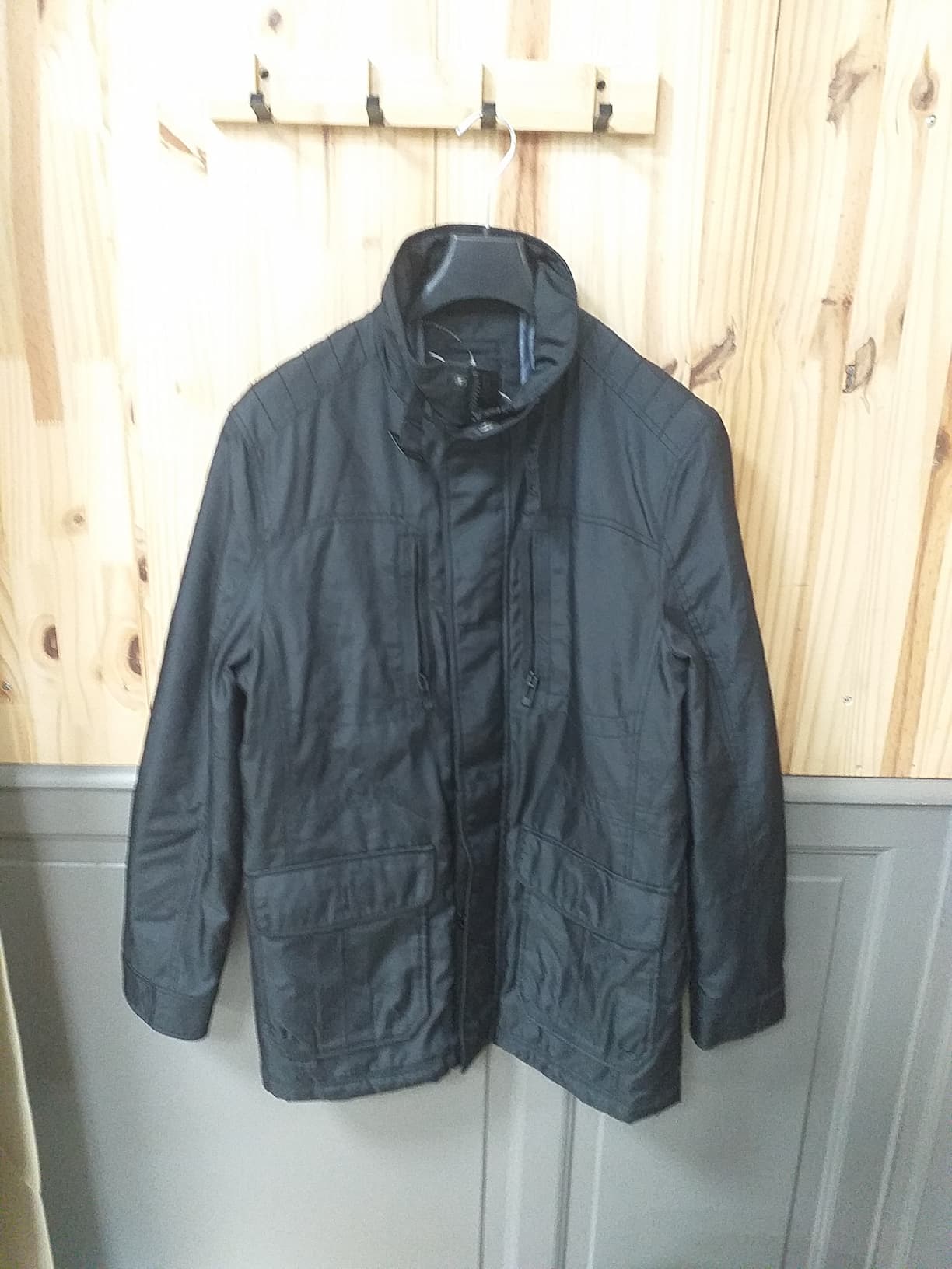 Manteau Noir Polyester Homme L | Friperie Vintage Seconde Cool Frip