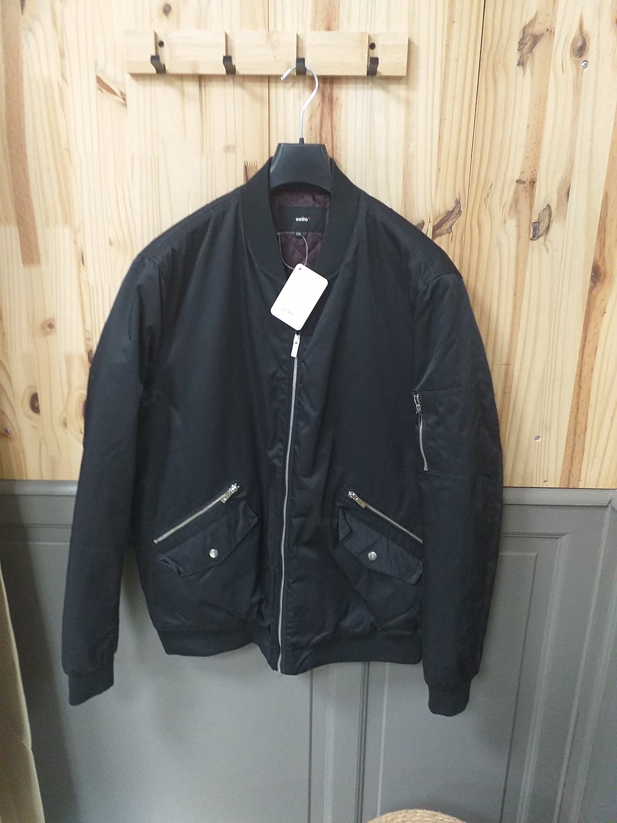 Veste Bomber Noir Polyester Homme XXL | Friperie Vintage Seconde Cool Frip