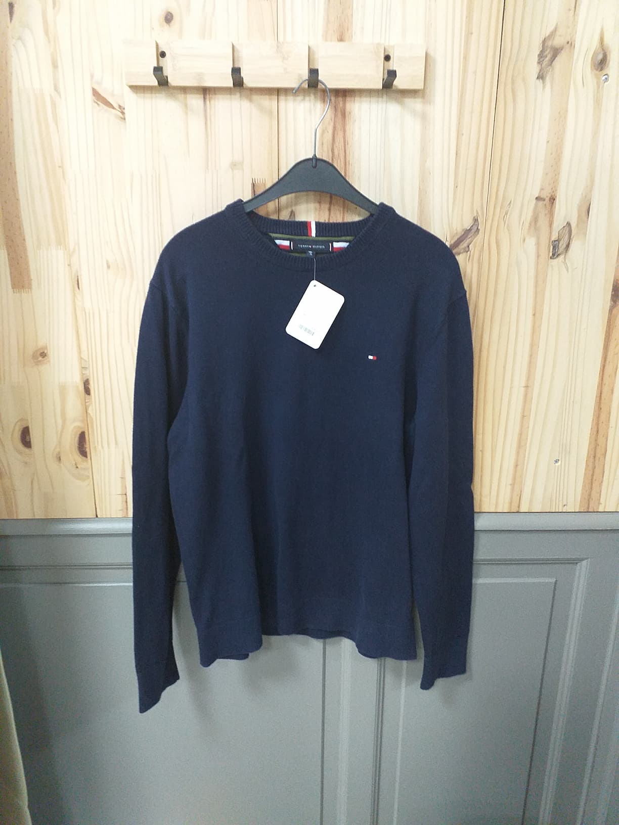Pull Bleu Coton Cachemire Homme XL Tommy Hilfiger | Friperie Vintage Seconde Cool Frip