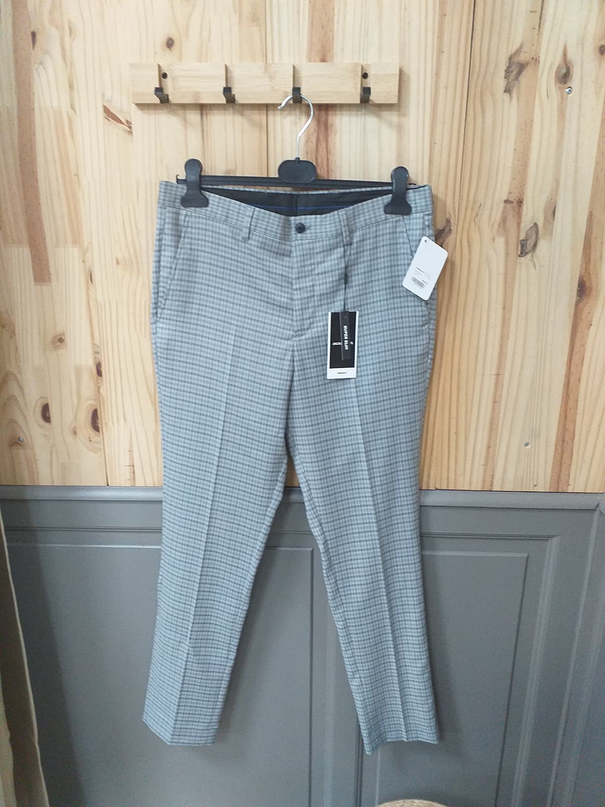 Pantalon Carreaux Gris Coton Polyester Homme XL Jack & Jones - vue devant | Friperie Vintage Seconde Cool Frip