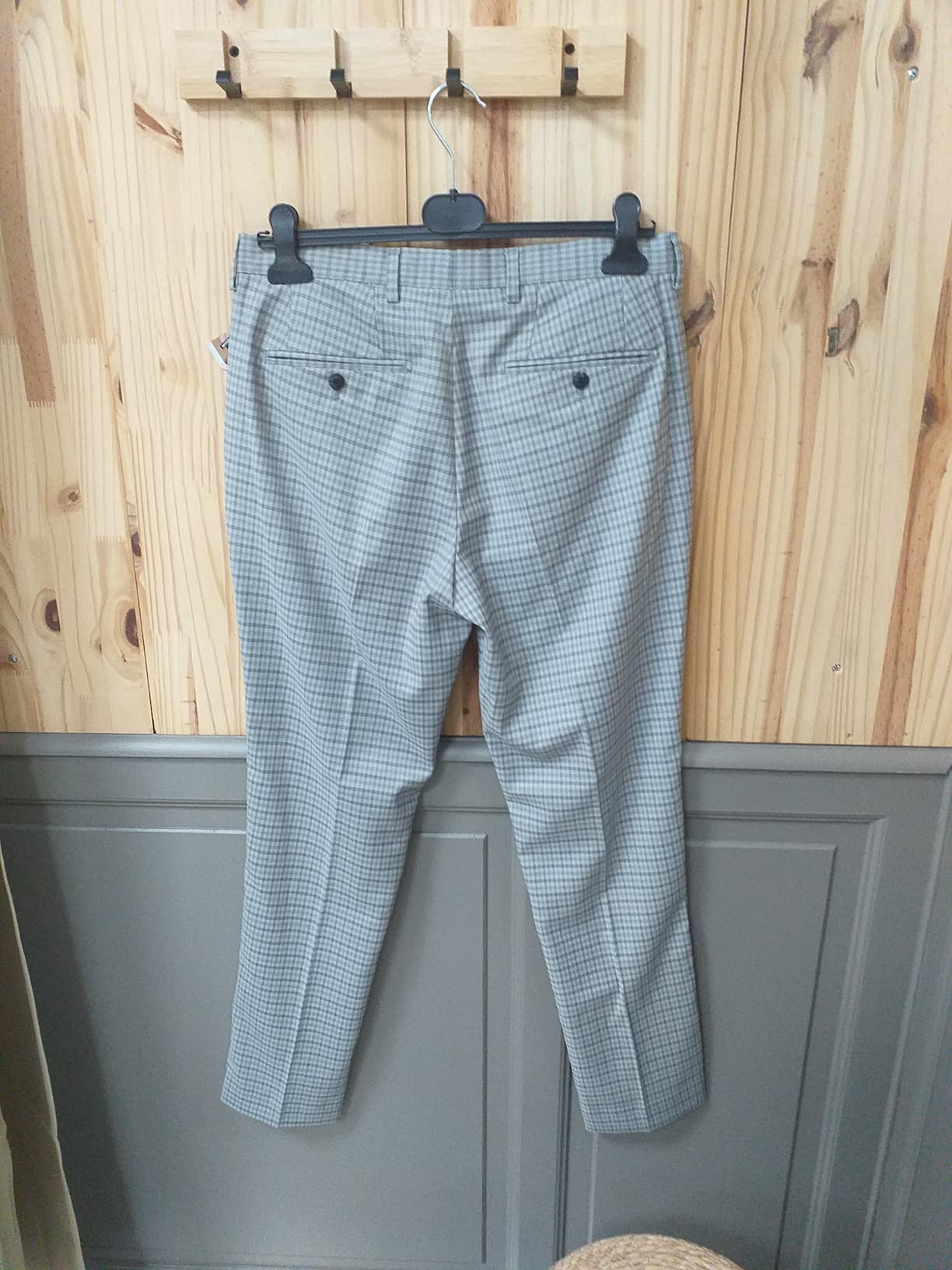 Pantalon Carreaux Gris Coton Polyester Homme XL Jack & Jones - vue arrière | Friperie Vintage Seconde Cool Frip