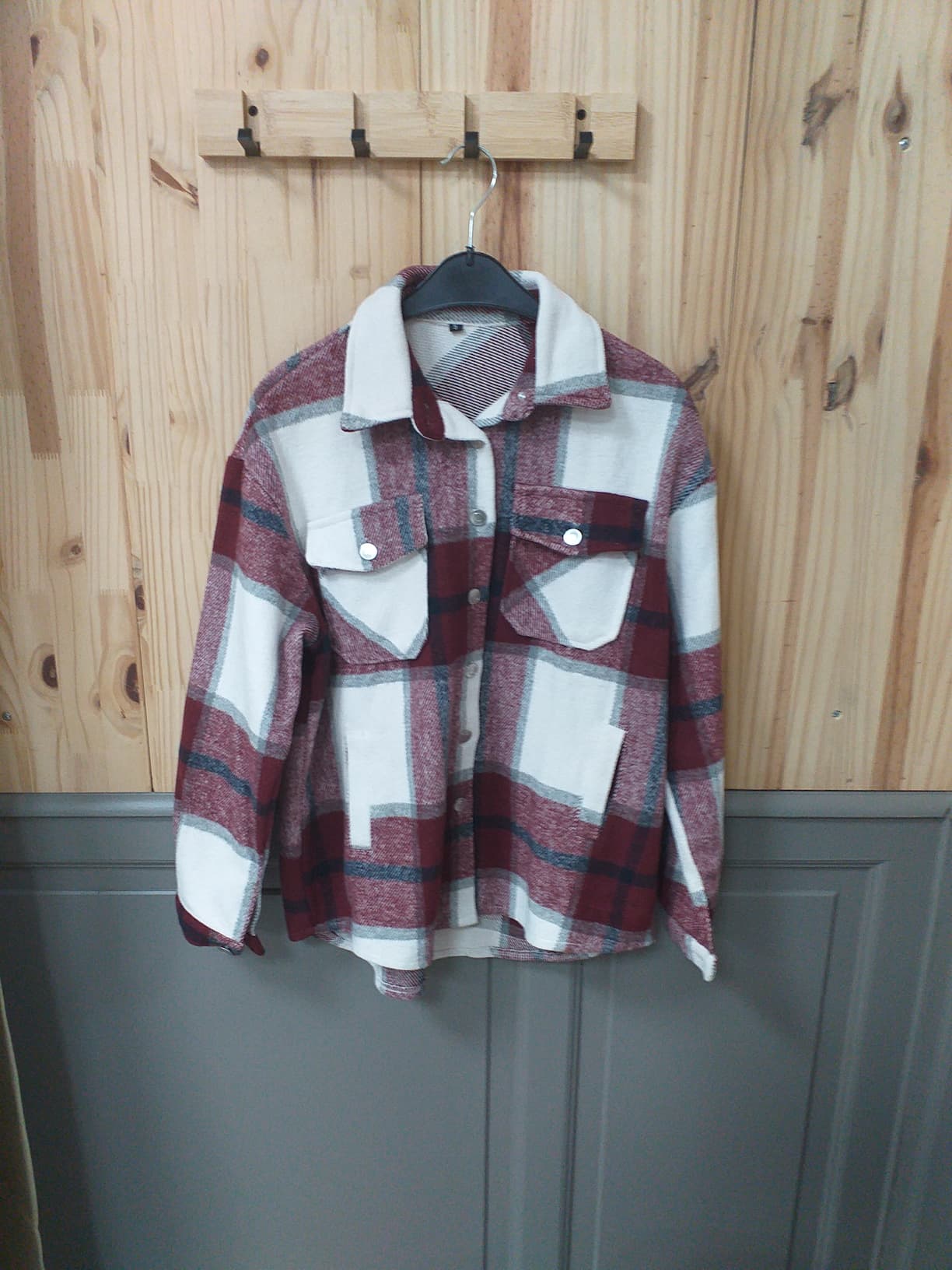 Chemise Rouge Blanc Polyester Homme S | Friperie Vintage Seconde Cool Frip