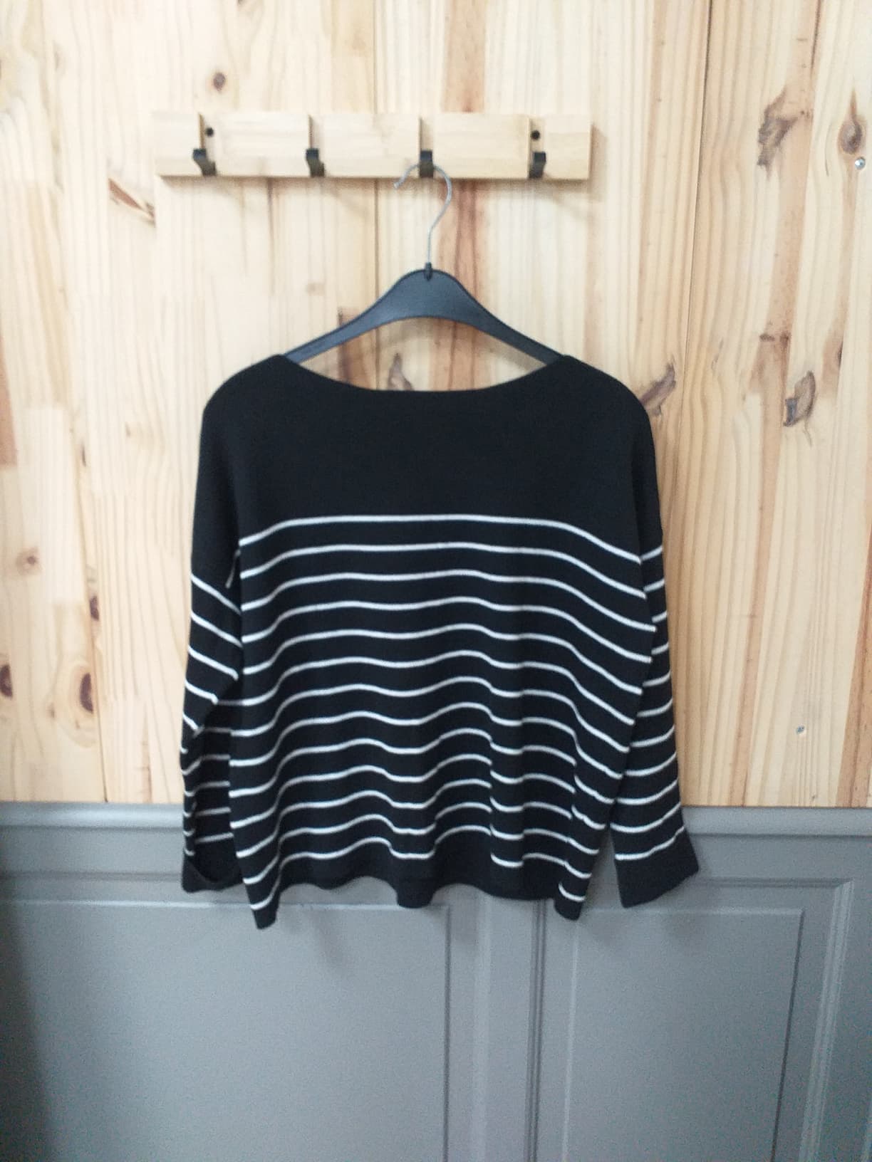 Pull Noir Blanc Tricot Femme M | Friperie Vintage Seconde Cool Frip