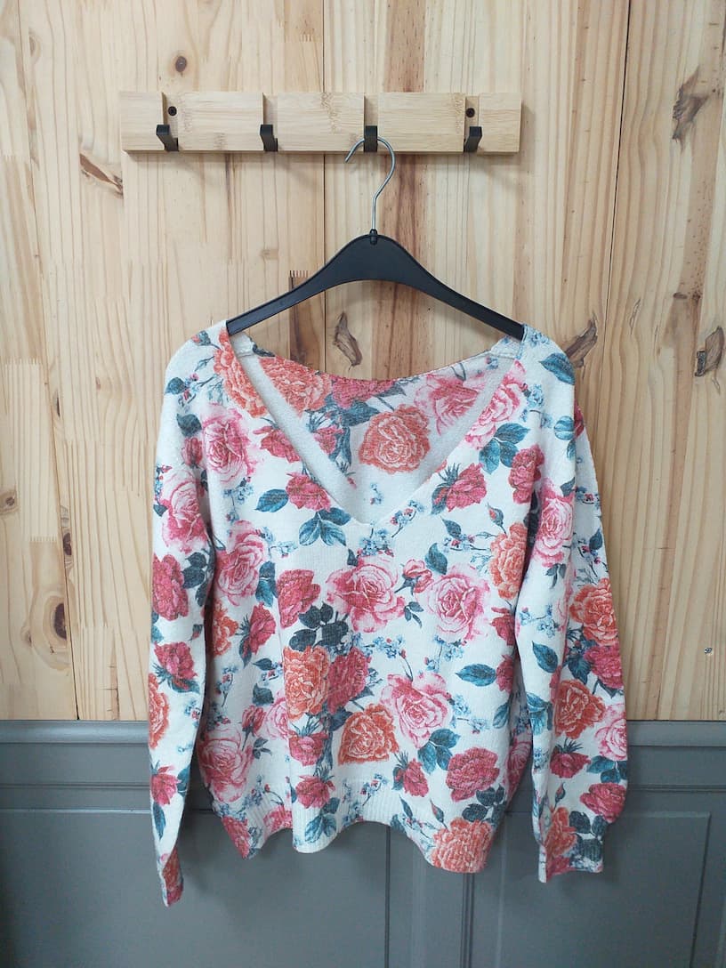 Pull Floral Élasthanne Polyamide Polyester Unisexe TU | Friperie Vintage Seconde Cool Frip