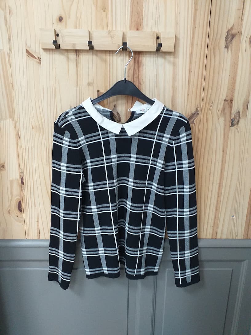 Pull Noir Blanc Femme S | Friperie Vintage Seconde Cool Frip