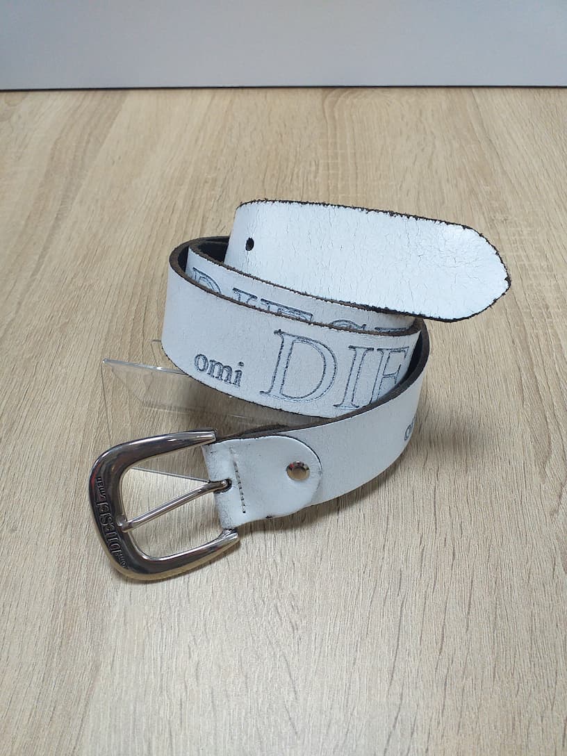 Ceinture Blanche Cuir Homme 95cm | Friperie Vintage Seconde Cool Frip