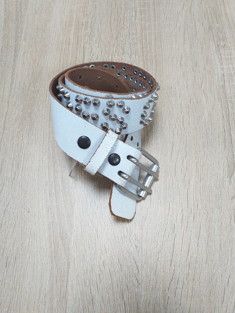Ceinture Blanche Cuir Homme 95cm | Friperie Vintage Seconde Cool Frip
