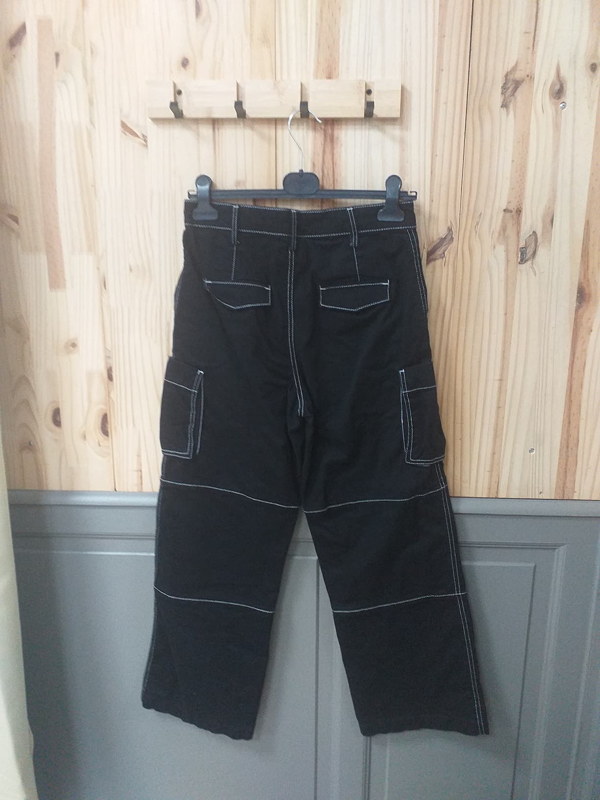 Pantalon Cargo Noir Coton Unisexe L - vue arrière | Friperie Vintage Seconde Cool Frip