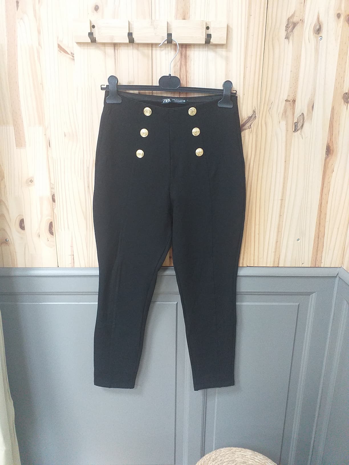 Pantalon Fuseau Noir Viscose Nylon Femme XL | Friperie Vintage Seconde Cool Frip