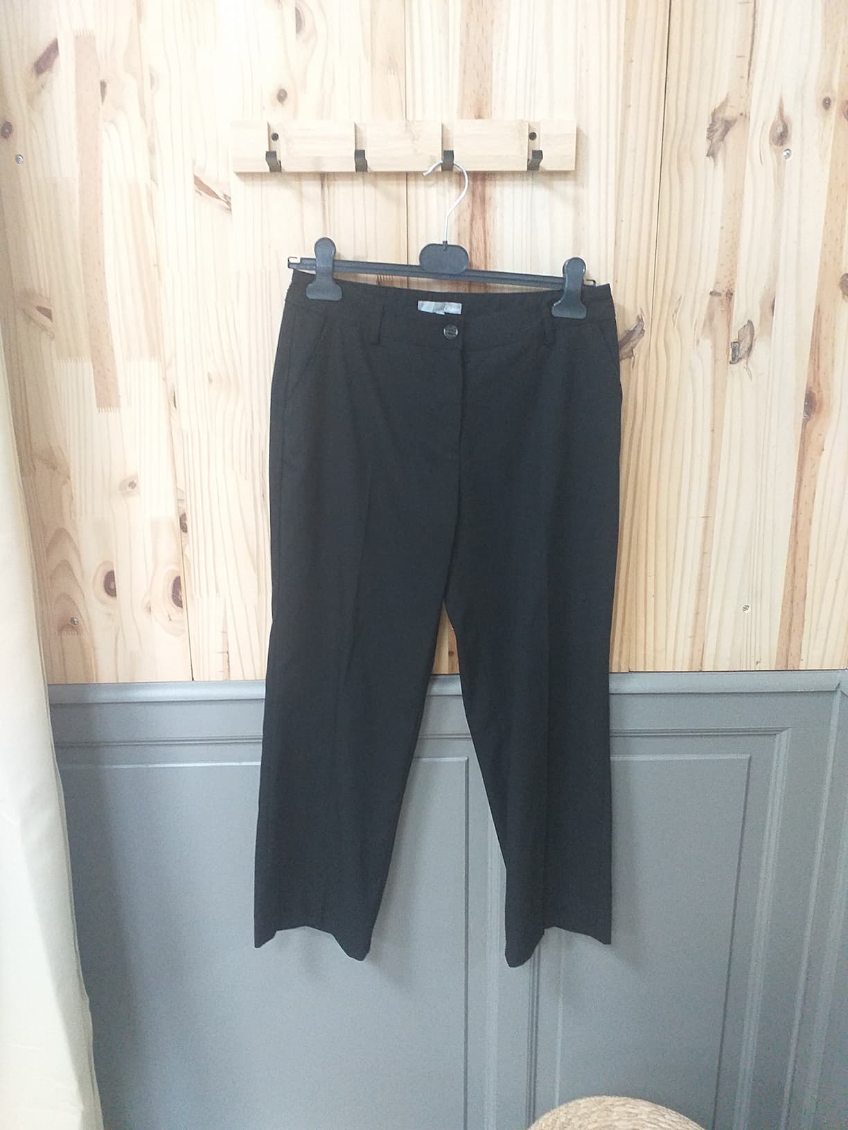Pantalon Noir Polyester Viscose Femme 40 | Friperie Vintage Seconde Cool Frip