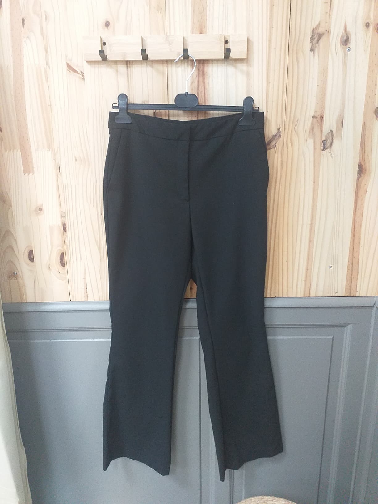 Pantalon Noir Polyester Élasthanne Femme L | Friperie Vintage Seconde Cool Frip