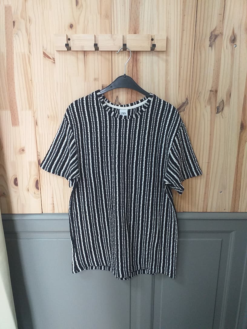 T-shirt Noir Blanc Coton Homme M - Zara | Friperie Vintage Seconde Cool Frip