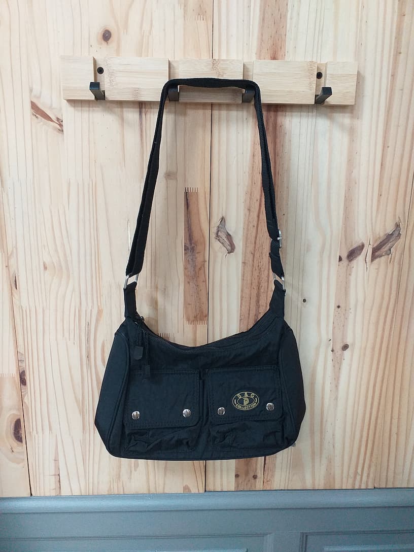 Sac bandoulière Noir Toile Femme | Friperie Vintage Seconde Cool Frip