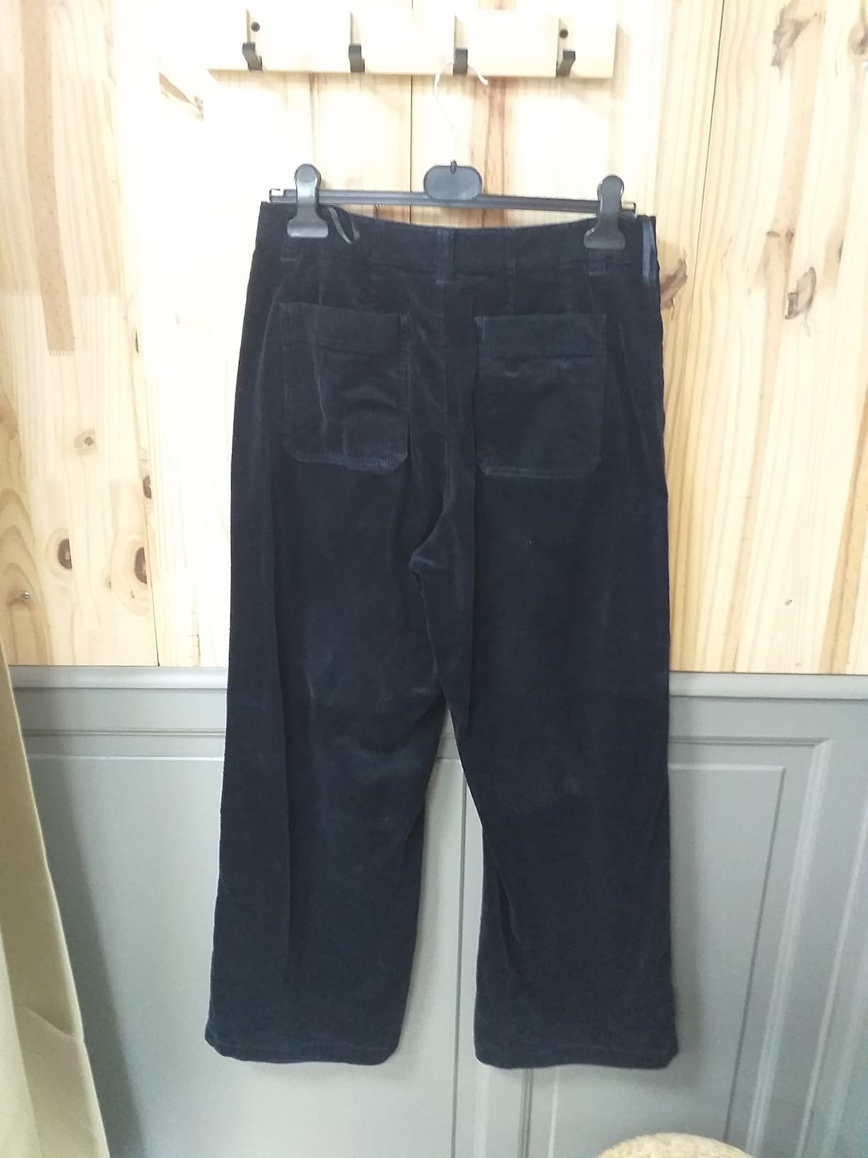 Pantalon Velours Bleu Coton Femme L - vue arrière | Friperie Vintage Seconde Main Cool Frip