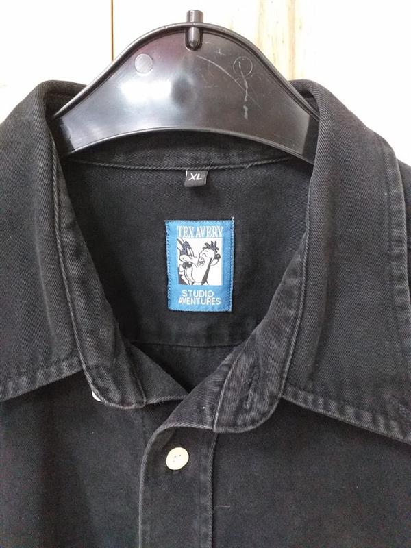 Chemise Vintage Noire Coton Homme XL - détail marque | Friperie Vintage Seconde Main Cool Frip